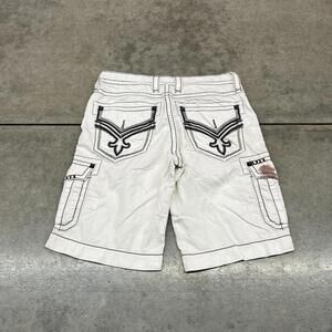 vintage rock revival white baggy fit spade cargo shorts size 34